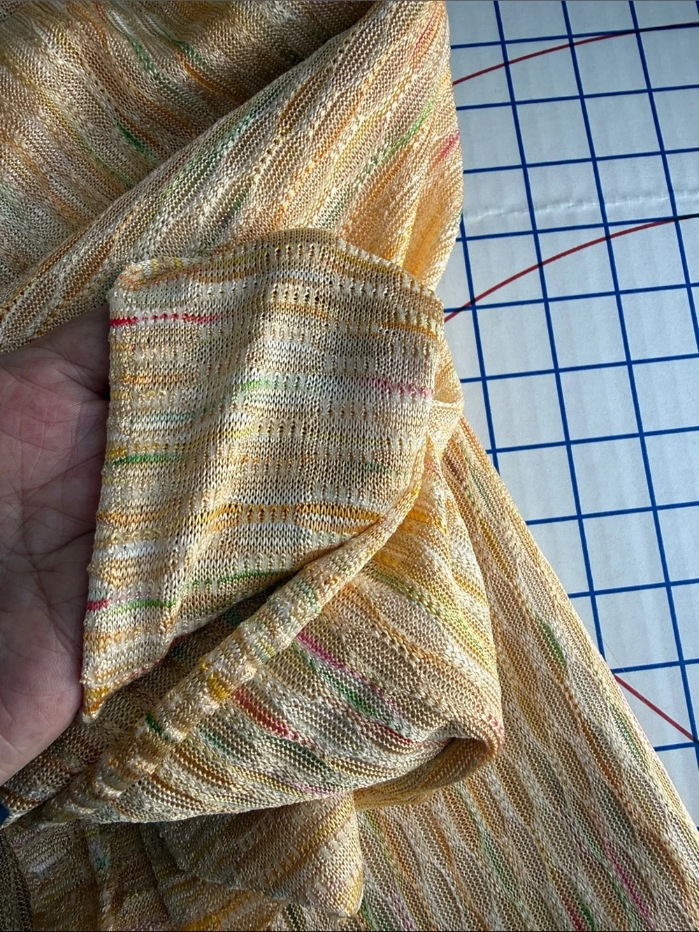 Vintage 1970s Openwork Stretch Knit Fabric 2 Yards x 58” Textured Stripe